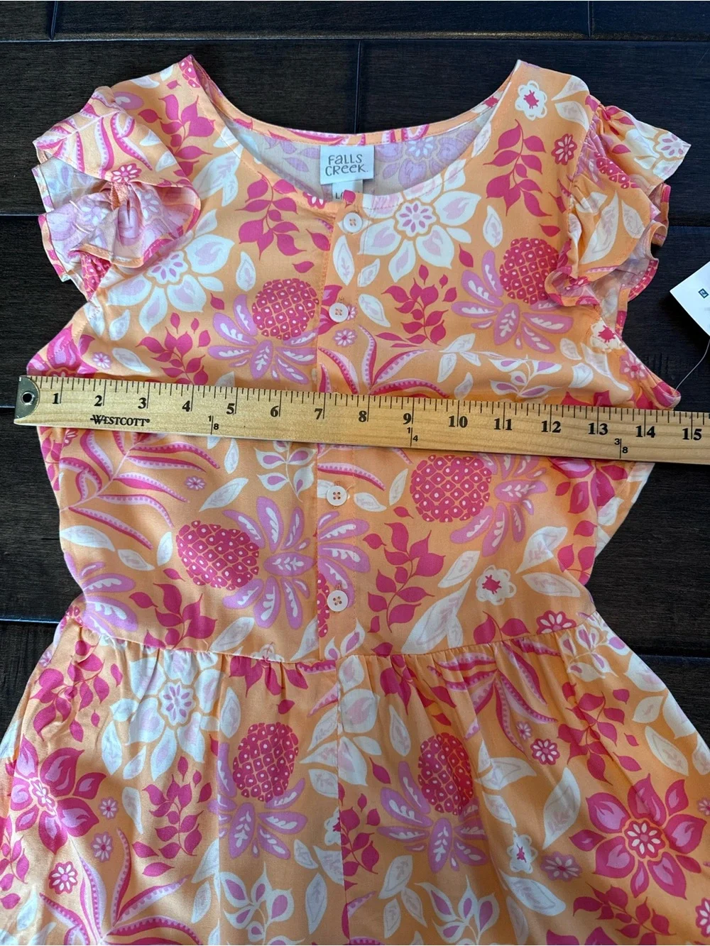 ❤️3/$30 NWT Falls Creek Girls Tropical Pineapple Tiered Romper Sz L 10/12
